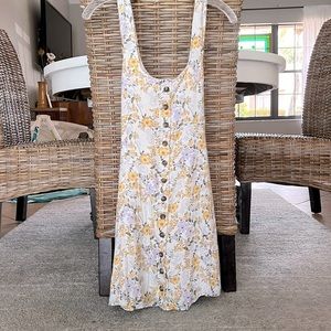 American Eagle Floral Yellow Mini Sundress Size  Medium Lined- NWOT